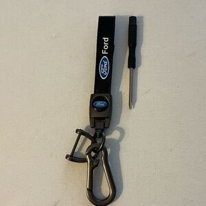 Ford key fob Keychain in black leather NWT